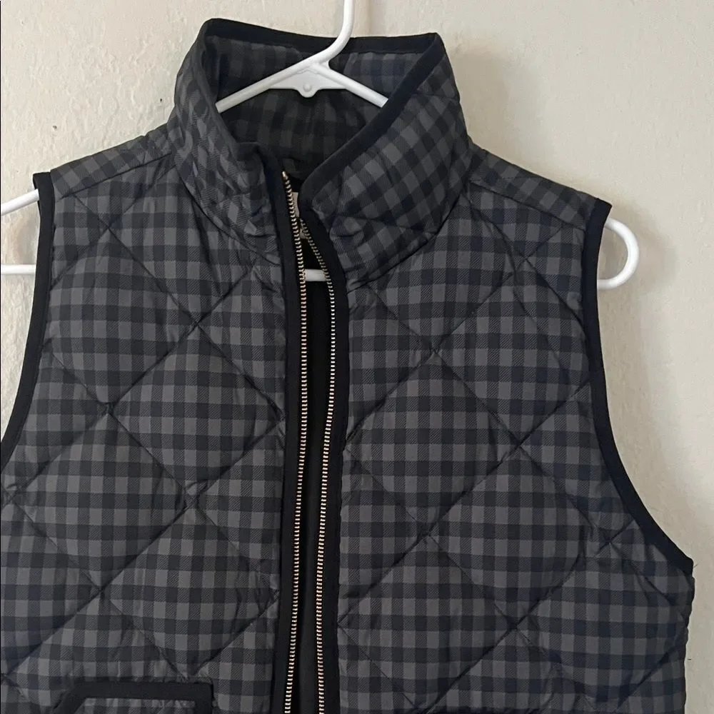J.Crew Paid Quilted Down filled Front Zip Up Vest in Blk/Charcoal in Size Small